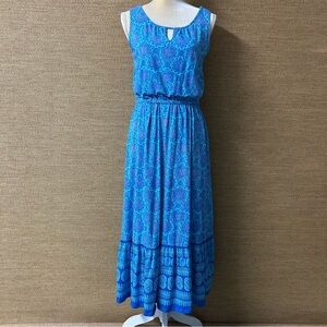 Talbots Petites Maxi Dress Womens MP Blue Paisley